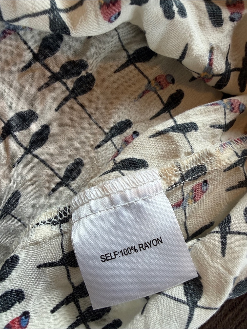 Jane and Delancey Birds on a Wire (Parrots) button front Roll-tab sleeve Blouse - Picture 13 of 17
